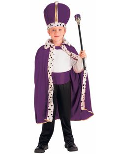 Kids' Royal Purple King Cape and Crown - costumes.com King And Queen Costume, King Dress, Quick Costumes, King Costume, Crown For Kids, Red Crown, Queen Costume, Medieval Costume, Dress Up Outfits