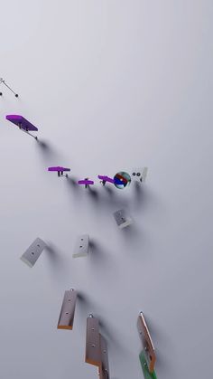 an abstract image of multiple objects floating in the air