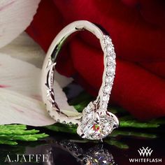 0.807ct G VVS1 A CUT ABOVE Round Diamond set in A. Jaffe ME2141Q Diamond Engagement Ring