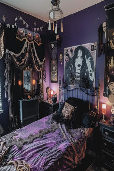 A curated collection of over 40+ bedroom ideas that combine 90s nostalgia with whimsy goth elements for a unique aesthetic. Gothic Apartment, Gothic Nursery, Dark Nursery, Closet Nursery, Goth House, Gothic Room