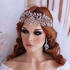 "Crystal Bridal Hair Vine Wreath Headpiece Party Head Band Piece Accessory Weddings Headband Bride Gift Wedding Bachelorette Accessories Ready to Ship Amazingly Beautiful! Lots of Sparkle! New Design! Add a breathtaking touch to your wedding dress with this glamorous and one of a kind crystal hair vine wreath! This stunning heirloom royal vine wreath features the highest quality AAA hand-wired oval and teardrop Austrian crystals rhinestones in a gorgeous floral design. It is very flexible/bendab Royal Headpiece, Vine Headpiece, Bachelorette Accessories, Headband Bride, Rose Gold Bride, Bridal Hair Wreath, Crystal Party, Bridal Floral Headpiece, Gold Hair Vine