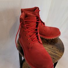 Hard To Find, Limited Release Timberland Ruby Red Boots! Women's Size 8. These Boots Have Been Worn Twice. Selling In Original Box. These Are From The Timberland Premium Line, Which Has A Thicker Sole For Added Comfort. Manufacturer Treated For Waterproofing. Excellent Like-New Condition. Winter Boots With Reinforced Heel In Red, Red Boots With Rubber Sole And Plain Toe, Red High-top Boots With Reinforced Heel, Red Plain Toe Boots With Rubber Sole, Classic Red High-top Boots, Classic Red Boots With Round Toe, Casual Red Boots With Reinforced Toe, Casual Red Plain Toe Boots, Casual Red Boots With Leather Sole