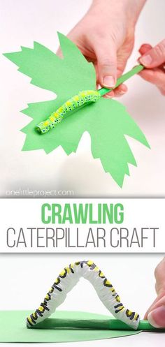 someone is making a paper craft with a caterpillar on the top and bottom