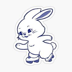 a cartoon bunny skateboarding sticker