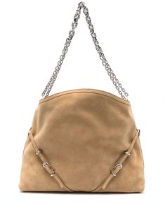 sand beige calf suede decorative buckle strap detailing slouch body two chain-link top handles main compartment internal zip-fastening pocket open top Beige Evening Bag With Horsebit Detail, Beige Shoulder Bag With Horsebit Detail For Everyday, Beige Leather Shoulder Bag With Horsebit Detail, Chic Beige Bag With Horsebit Detail, Beige Shoulder Bag With Horsebit Detail, Elegant Suede Shoulder Bag With Metal Hardware, Chic Suede Shoulder Bag With Silver-tone Hardware, Designer Suede Shoulder Bag With Gold-tone Hardware, Suede Shoulder Bag With Gold-tone Hardware