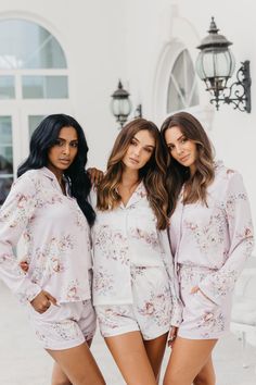 Blacklist Studio, Bridesmaid Pjs, Bridesmaid Pyjamas, Wedding Prep, Bridal Robes, Pastel Floral, Pj Sets, Gift Tag, Satin Fabric