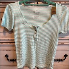 Size M. Never Worn Brand New. Nwt. Lilac Crop Top, American Eagle Crop Top, Tie Up Crop Top, American Eagle Top, American Eagle Tops, Eagle Tee, Plaid Crop Top, Green Crop Top, Puff Sleeve Crop Top