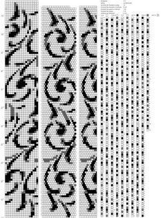 four different patterns in black and white, each with an intricate design on the side