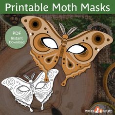 an image of a butterfly mask with the words printable moth masks on it