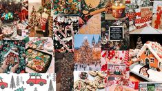 a collage of christmas themed items including cookies, candies and other holiday treats