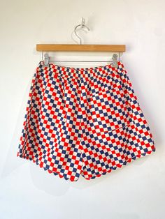 Clare V. Gingham Shorts! Red and blue print with side pockets and an elastic waistband. Unlined. Made in India. 100% cotton. Size medium, please refer to measurements. In excellent condition and new with tags attached! Approx. Measurements: Waist: 28-38" Rise: 13.5" Inseam: 3.5" Gingham Bottoms With Pockets For Summer, Summer Gingham Bottoms With Pockets, Summer Bottoms With Pockets For Picnic, Summer Picnic Bottoms With Pockets, Gingham Short Bottoms With Pockets, Gingham Bottoms With Pockets In Short Shape, Gingham Bottoms With Pockets, Gingham Bottoms With Pockets, Short Style, Red Bottoms For Summer Picnic