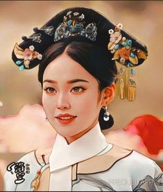 a painting of a woman in traditional chinese dress