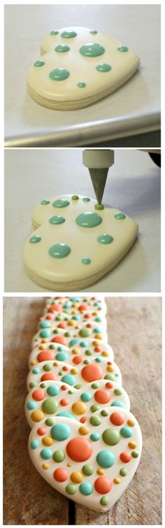 there is a cake with polka dots on it