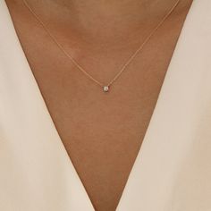 Simple Necklace For Wedding, Cute Diamond Necklace, Dainty Gold Diamond Necklace, Tiny Diamond Jewelry, Simple Gold Diamond Necklace, Dainty Everyday Necklace, Dainty Diamond Jewelry, One Diamond Necklace, Gold Simple Necklace