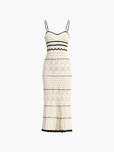 Paros Crochet Eyelet Midi Dress – COMMENSE Fitted Midi Dress With Crochet Trim, Chic Crochet Midi Dress With Crochet Trim, Elegant Pointelle Knit Crochet Dress For Vacation, Elegant Crochet Top For Summer, Chic Crochet Lace Midi Dress, Open Knit Crochet Midi Dress, Chic Open Knit Lace Dresses, Fitted Pointelle Knit Crochet Midi Dress, Spring Midi Crochet Dress