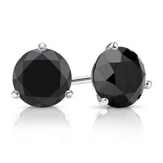 3-Prong Martini-set black round diamond stud earrings make a stylish statement in beauty. These 14k white gold stud earrings sparkle with a total weight of 3.00 ct. and are available with push-back or screw back clasps. Black Diamond Stud Earrings, Round Diamond Stud Earrings, Black Diamond Pendant, White Gold Stud Earrings, Black Diamond Earrings Studs, Black Diamond Studs, Round Diamond Earrings, Halo Diamond Earrings, Solitaire Diamond Pendant