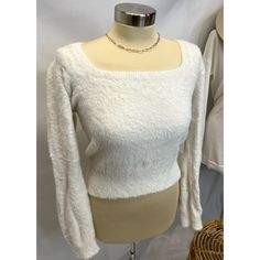 Astr The Label - Off White Eyelash Knit Fuzzy Cropped Sweater. Square Neck. Nwt. Size- L 100% Nylon Approx. Measurements: P2p- 16.5 In. Length- 20 In. Tags- Spring , Soft , Fuzzy , Y2k , Streetwear , Preppy , Boho , Western Chic Winter Tops With Soft Texture, Fitted Cozy Sweater With Soft Texture, Fitted Soft Knit Winter White Top, White Soft Knit Cozy Tops, White Soft Knit Cozy Fit Tops, White Soft Knit Tops With Cozy Fit, Cream Knit Tops With Soft Texture, Fitted Knitted Winter White Top, Fitted Winter White Knitted Top