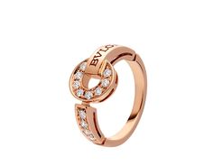 BVLGARI BVLGARI 18 Kt Rose Gold Ring Set With Pavé Diamonds Bvlgari Wedding Ring, Rings Bvlgari, Bvlgari Gold, Bvlgari Fragrance, Bvlgari Rose, Bvlgari Ring, Bulgari Jewelry, Rose Gold Ring Set, Bvlgari Jewelry