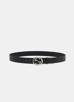 Wide Belt with Interlocking G Buckle Gucci Belt, Wide Belt, Buckle, Gucci, Leather, Silver, Black