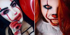 10 Creepy Pennywise the Clown Makeup Looks That Will Have You Shaking- Cosmopolitan.com Scary Pennywise, Clown Makeup Looks, Terrifying Halloween Costumes, Halloween Makeup Tutorials, Pennywise Halloween, Cosmetic Inspiration, It Movie, Horror Make-up