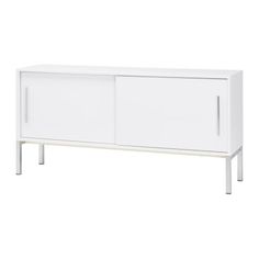 a white cabinet with two doors on one side