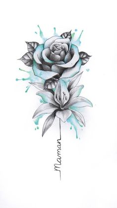 a white rose tattoo design on the back of a shirt