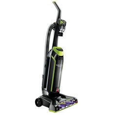 a green and black vacuum cleaner on a white background