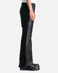 Comme des Garcons HOMME PLUS Upside Down Pants in Black. These pants feature a zip fly and button closure, four-pocket styling and functional zip fly and button waistband at the bottom hem. Comme Des Garcons, Upside Down, Black Pants, Casual Pants, Fitness Models, Pants, Black, Trousers