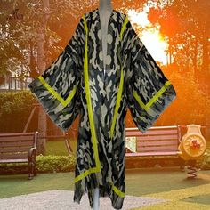 Kimono Robe Dressing Gown, Oversized length Long Kimono, Robe, Holiday Look, Blouse Loose abaya Casual beach Cover Up boho dress party kaftan * Style: Young Style * Material: Polyester * Young Style: Bohemian * Size: length 145cm (57 inches)/ bust: 130 cm/51.2 inches * Note: 1. Please help me check size before ordering. Because Items measured by hands; they may be 2-4cm differences. (All measurement in cm and please note 1cm=0.39inch 1 inch=2.54cm ) 2. Because of lighting effects, the color of s Summer Flowy Long Sleeve Abaya, Summer Long Sleeve Flowy Abaya, Flowy Long Sleeve Summer Abaya, Flowy Summer Abaya, Oversized Long Sleeve Maxi Dress For Vacation, Oversized Tunic Kimono For Beachwear, Multicolor Long Sleeve Abaya For Vacation, Spring Vacation Long Sleeve Abaya, Oversized Green Kimono For The Beach