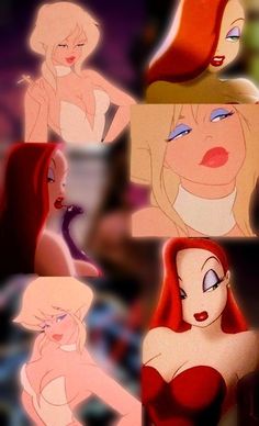 some cartoon characters with red hair and blue eyes