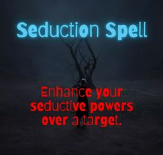 a creepy tree with the words seduction spell on it's back ground