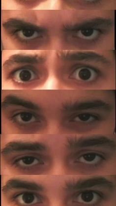 four different pictures of the same man's eyes