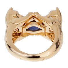 Cartier Double Panthere Sapphire Yellow Gold Ring 0002005 Gold Display, Cartier Vintage, Cartier Panthere, Cartier Jewelry, Cartier Ring, Yellow Gold Ring, Exquisite Jewelry, Yellow Gold Rings, Vintage Cartier