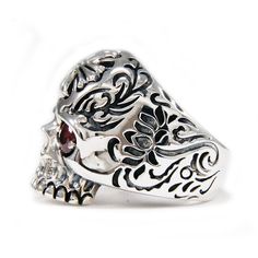 * Please visit our other shop * https://www.etsy.com/shop/AltumJewelry * CONDITION * Brand New & Handmade Finished with Highly Polished * Highest Attention to Details * 100% Handcrafted By Skill Full Silver Smiths * Highest Quality Of Solid Sterling Silver ( NOT PLATED ) * With 925 Stamping * MEASUREMENT * Ring Face Thickness : 8mm ( Approx ) * Ring Face Width : 24mm ( Approx ) * Weight based on US size 9 : 25gm ( Approx ) * Free Shipping to your doorstep * Signature of Delivery Required * D Gothic Skull Ring Stamped 925, Red Eyes Tattoo, Sugar Skull Ring, Ring Tattoo, Eyes Tattoo, Tattoo Red, Ring Day, Tattoo Skull, Gothic Ring