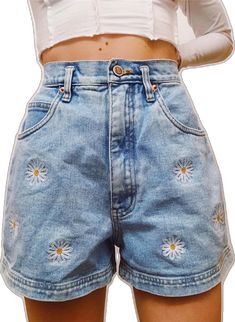 Printed Denim Pants, Embroidered Shorts, Perfect Jeans, Printed Denim, Long Pants, Denim Pants, Mom Jeans, High Waisted, Money