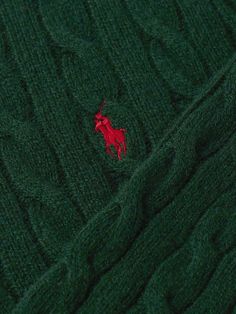 Polo Ralph Lauren's sweater is knitted in a comfortable fit from a wool and cashmere-blend using a classic cable stitch that gives it weight and visual interest. The dark-green shade contrasts well with the red polo player logo. Knit Sweater Men, White Cashmere Sweater, Chunky Cable Knit Sweater, Polo Ralph Lauren Sweater, Red Polo, Ralph Lauren Logo, Cotton Jumper, Sweater For Men, Cable Stitch