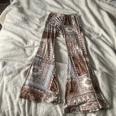 Just Polly New York By Rue21 Brown, Blue, And Cream Boho Flare Leggings Long. Very Soft And Stretchy. Never Worn, Great Condition. Flare Leggings, Rue21, Colorful Leggings, Blue Brown, Pant Jumpsuit, Color Blue, Pants For Women, Leggings, New York