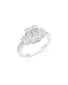 Bloomingdale's Fine Collection Diamond Baguette Cluster Ring in 14K White Gold, 0.95 ct. t.w. Diamond Baguette, Buying Diamonds, Baguette Diamond, Cluster Ring, Jewelry Accessories, In Store, Buy Online, White Gold, Ring