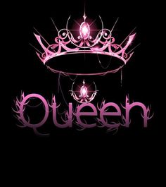 the word queen with a crown on it