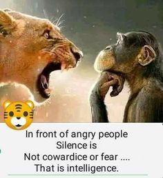 two monkeys with their mouths open in front of an angry people sign that reads,'in front of angry people science is not covarice or fear that is intelilince