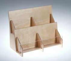 three section wooden display unit with dividers