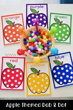 an apple themed dab and dot activity for toddlers