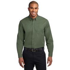 Sanmar Port Authority  Long Sleeve Easy Care Shirt. S608 Size: XL.  Color: Green.  Gender: male.  Age Group: adult. Clover Green, Port Authority, Work Wear Women, Long Sleeve Shirt Dress, Work Shirts, Zip Sweatshirt, Purple And Black, Casual Button Down Shirts, Mens Long Sleeve