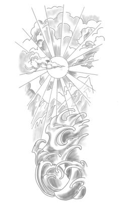 the sun and clouds tattoo design