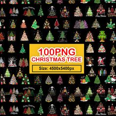 a large collection of christmas trees with the words, 100png christmas tree size 450x450px