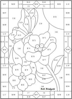 a coloring page with flowers and numbers