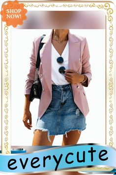 Pink Double-breasted Stand Collar Blazer Trendy Summer Blazer With Button Closure, Trendy Summer Blazer With Buttons, Trendy Summer Blazer, Spring V-neck Outerwear With Double Button Closure, Spring V-neck Blazer With Button Closure, Summer Button-up Blazer With Buttons, Summer Double-breasted Outerwear With Buttons, Fitted Double-breasted Summer Blazer, Summer Fitted Blazer With Double-breasted Button Fastening