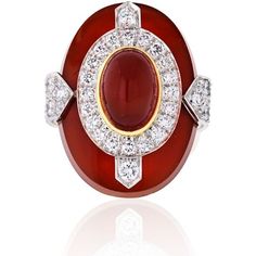 Immerse yourself in the captivating allure of the David Webb Platinum & 18K Yellow Gold Oval Cut Carnelian, Diamond Ring. This exquisite piece of fine jewelry is a testament to the brand's unparalleled craftsmanship and attention to detail.The focal point of this ring is the mesmerizing oval cut carnelian, radiating warmth and sophistication. Its fiery hues are beautifully complemented by the lustrous 18K yellow gold and platinum setting, which adds a touch of luxury and elegance.Embracing the c Luxury Ruby And Diamond Oval Cabochon Ring, Luxury Ruby Ring With Oval Cabochon Diamond, Luxury Oval Cabochon Ruby Ring, Luxury Oval Ruby Ring, Luxury Oval Ruby Ring With Polished Finish, Luxury Ruby Ring Oval Cabochon Polished Finish, Luxury Ruby Ring Oval Cabochon With Polished Finish, Luxury Ruby Ring With Oval Cabochon And Polished Finish, Luxury Carnelian Jewelry For Formal Occasions