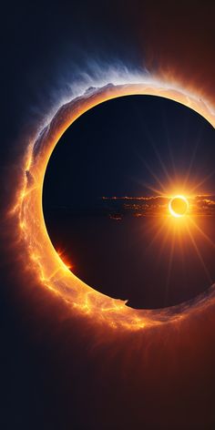 the sun is seen through an eclipse in space