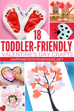 valentine's day crafts for toddlers to make with their hands and feet, including hearts